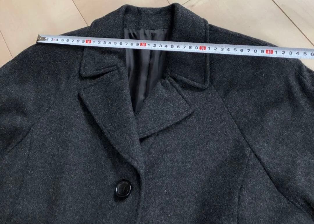 ☆未使用☆ ウエストベルト ロングコート カシミヤ混 大きめサイズ 3L グレー