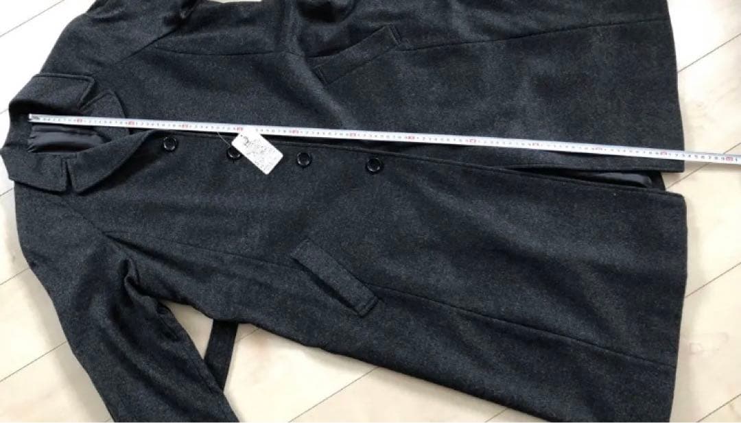 ☆未使用☆ ウエストベルト ロングコート カシミヤ混 大きめサイズ 3L グレー