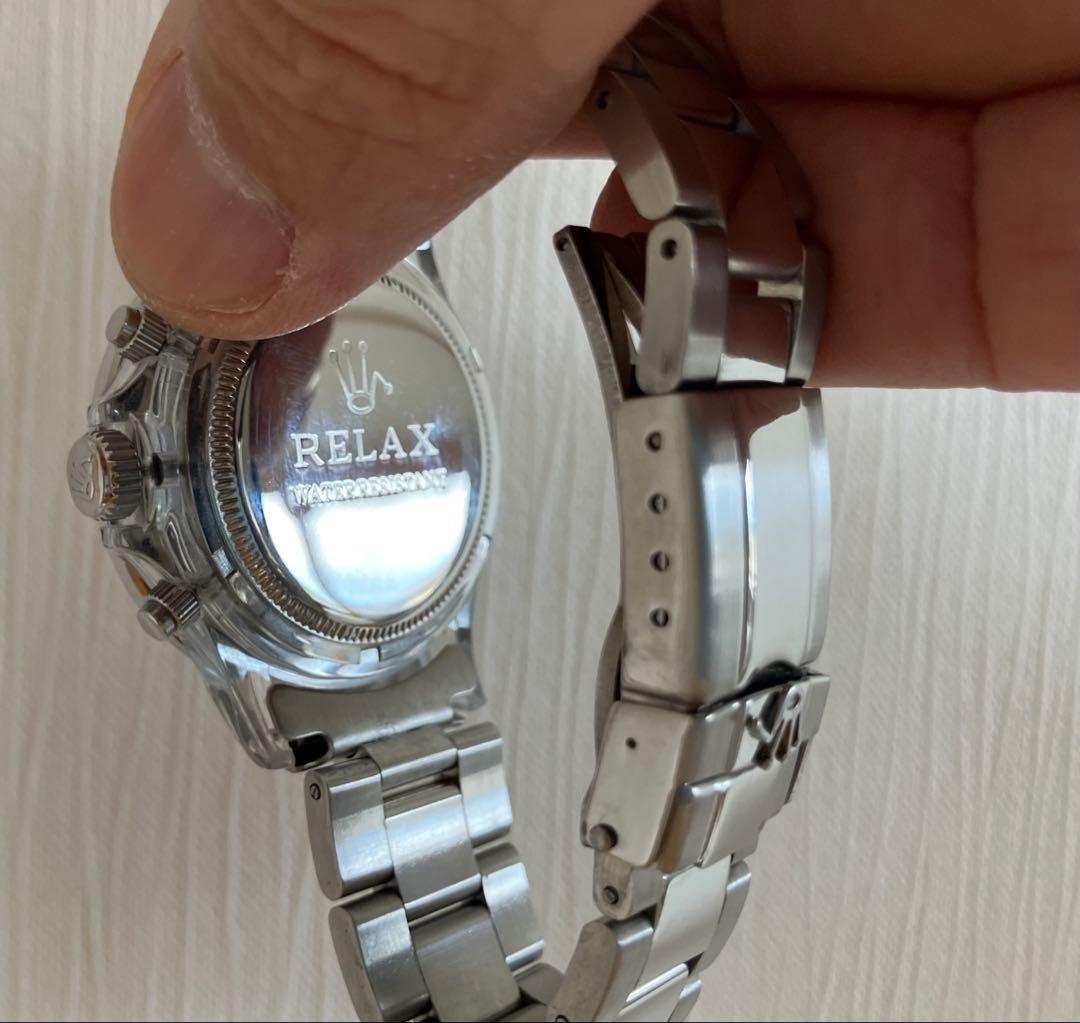 RELAX 腕時計 白黒パンダ デイトナタイプ