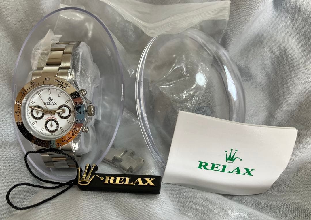 RELAX 腕時計 白黒パンダ デイトナタイプ