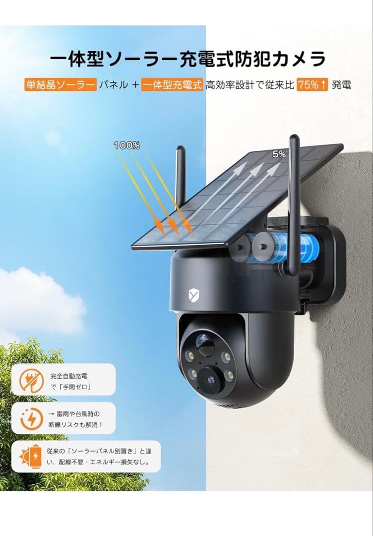防犯カメラ 屋外 ソーラー
