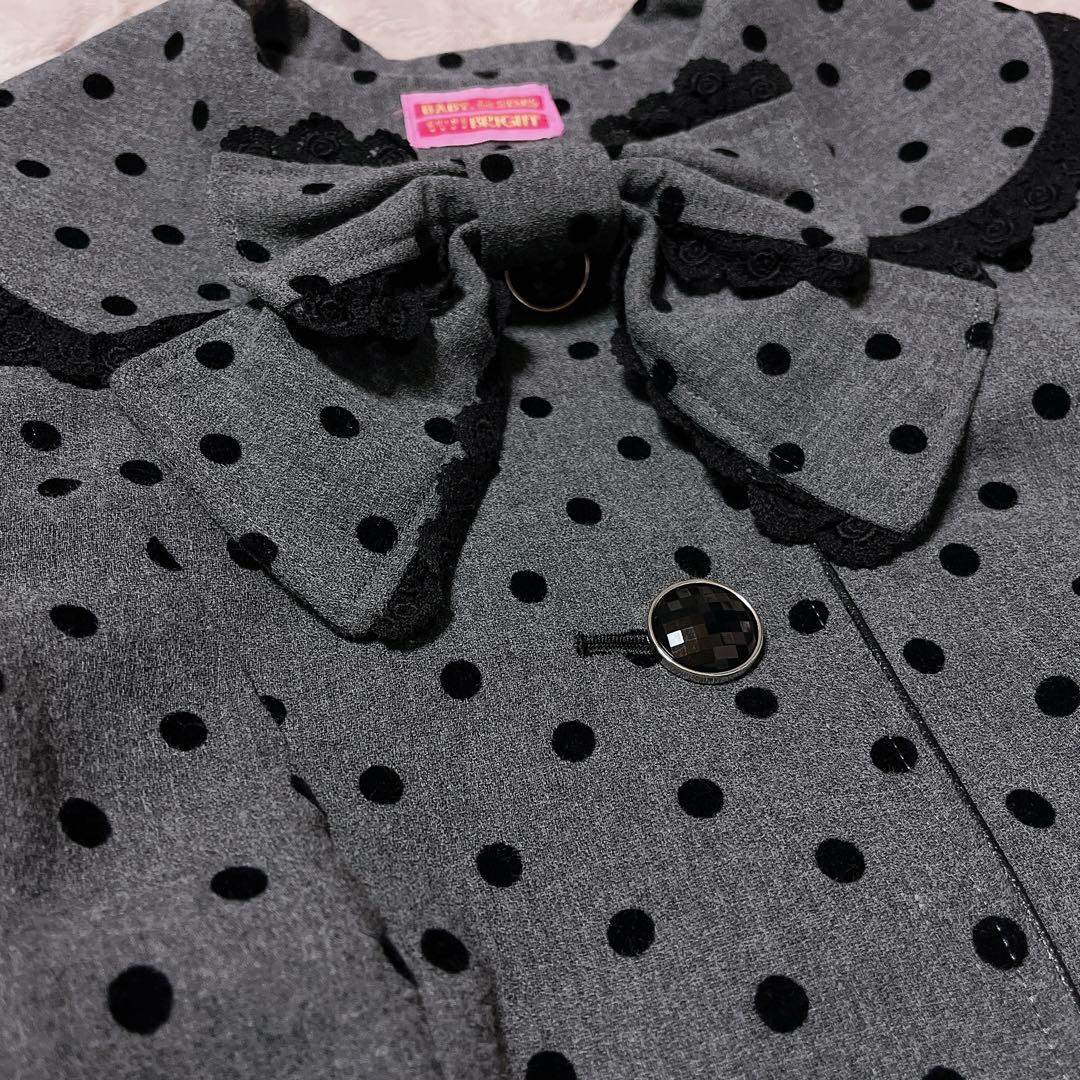 【BABY】ドットフロッキーコート　グレー