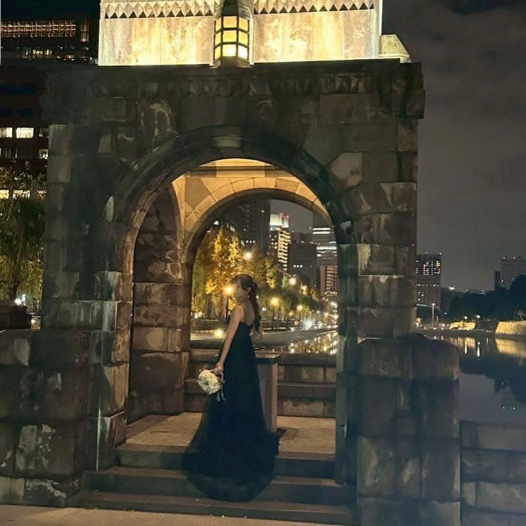 前撮り　カラードレス　黒