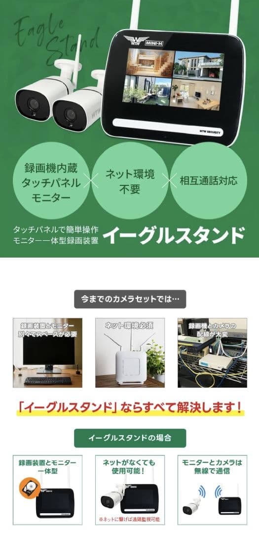 塚本無線　Eagle Mini Stand 防犯カメラ 500万画素1.0TB