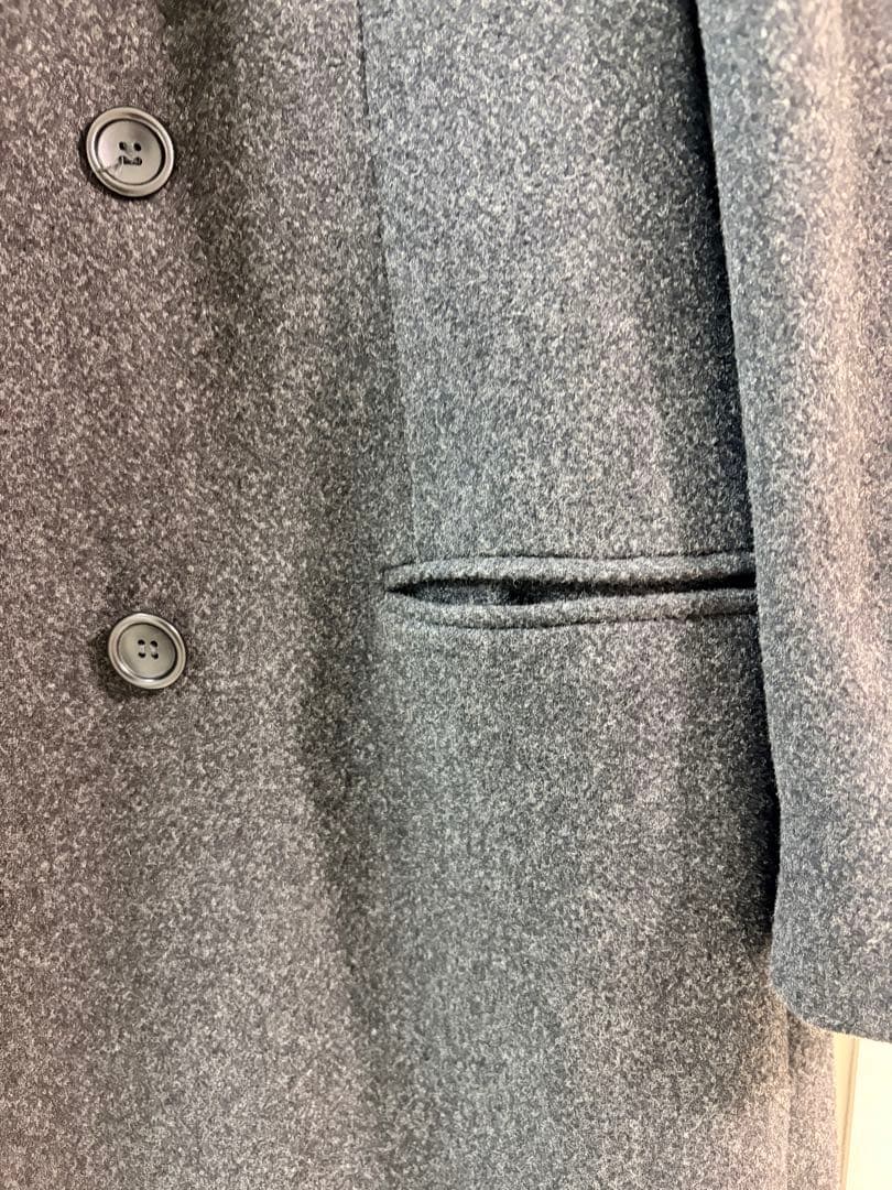 ARMANI collezioniウールロンクダブルコート ダークグレー