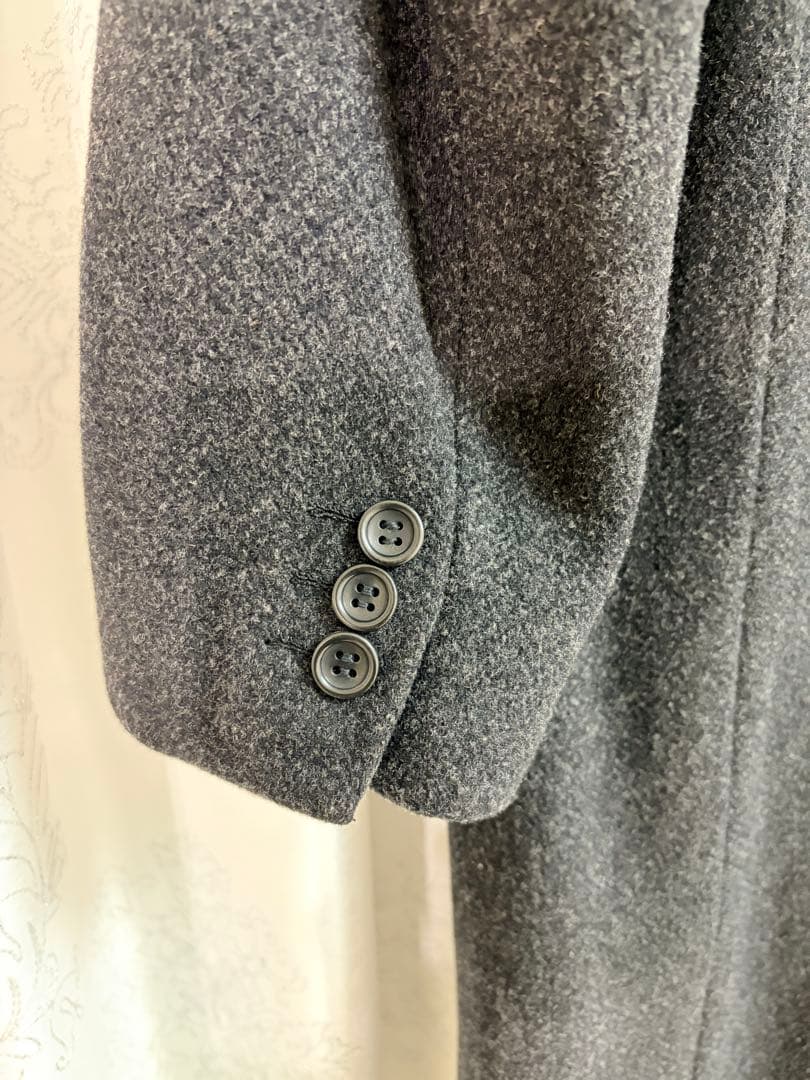 ARMANI collezioniウールロンクダブルコート ダークグレー