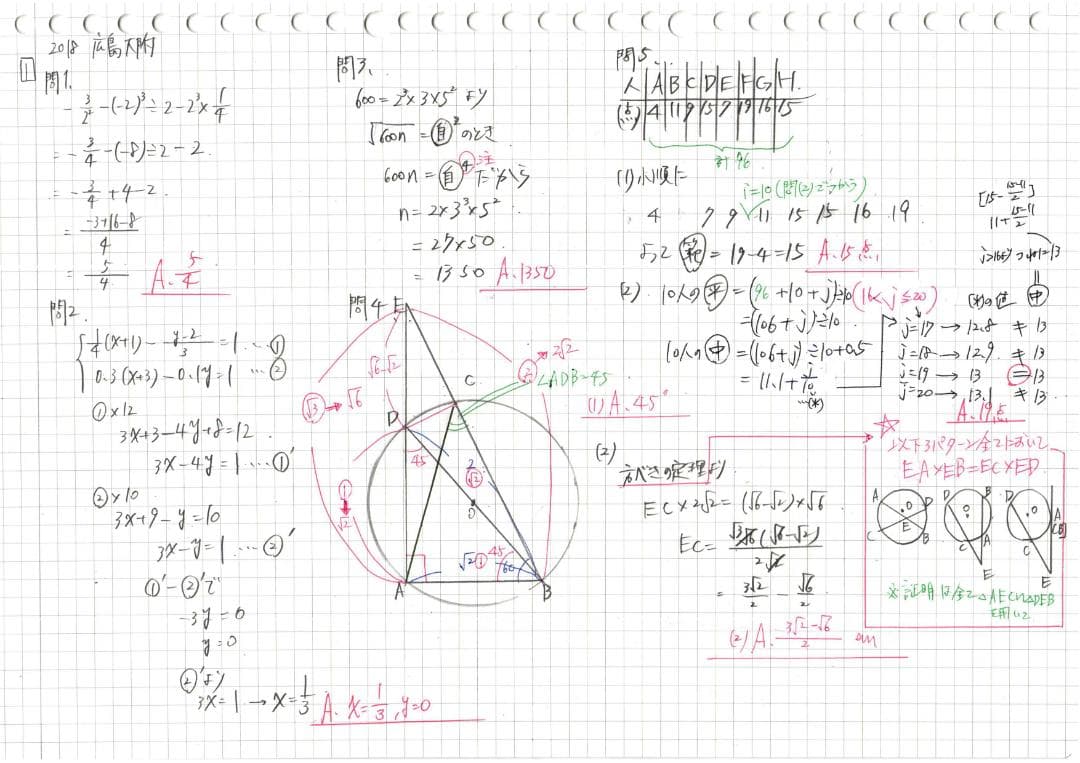 塾講師オリジナル 数学解説(動画付) 広島大附 2018-25 高校入試 過去問