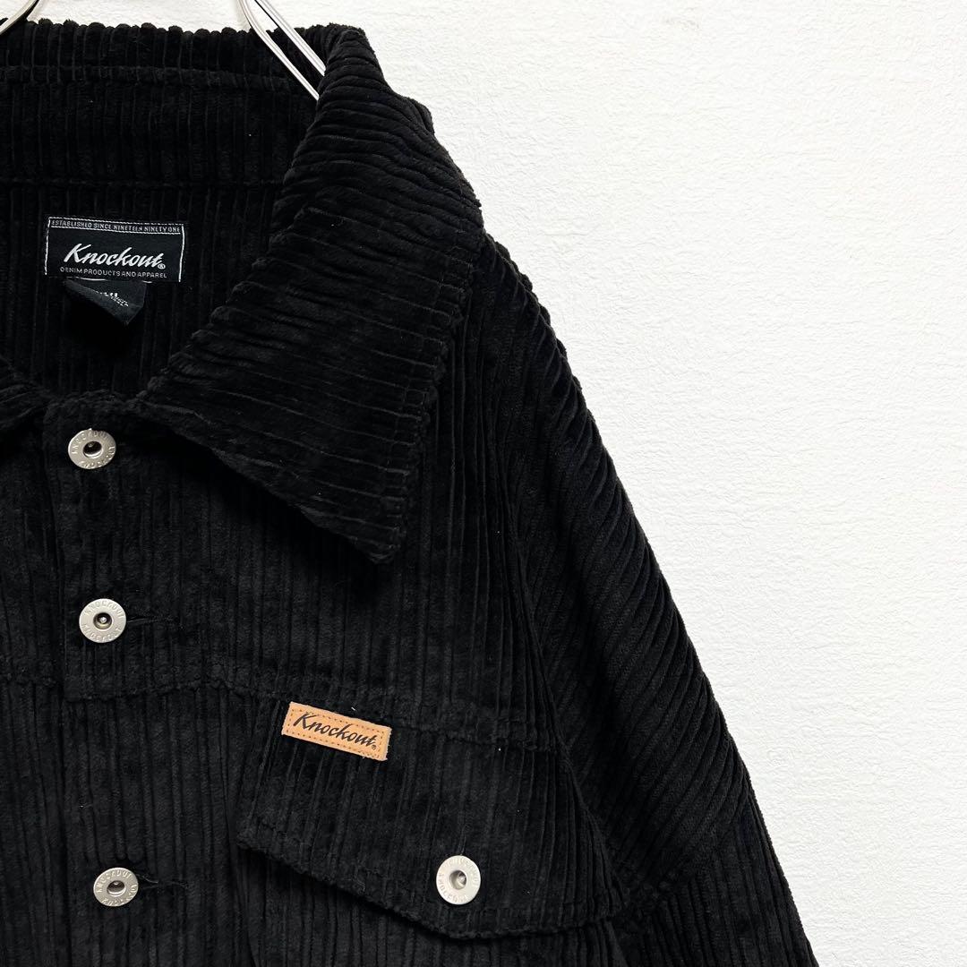 【超ビッグサイズ】ノックアウト✨️入手困難　コーデュロイ　カバーオール　黒　３ＸＬ