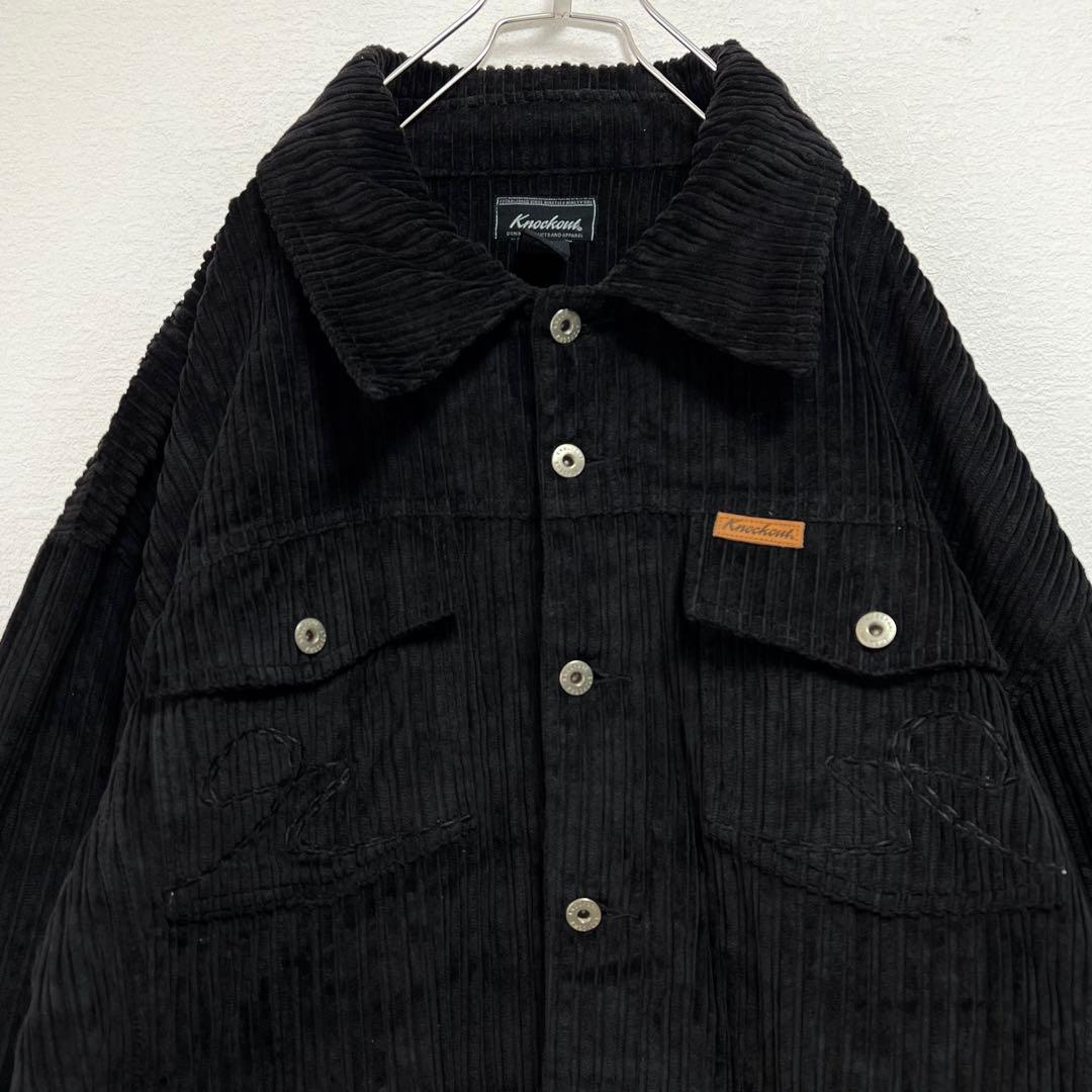 【超ビッグサイズ】ノックアウト✨️入手困難　コーデュロイ　カバーオール　黒　３ＸＬ