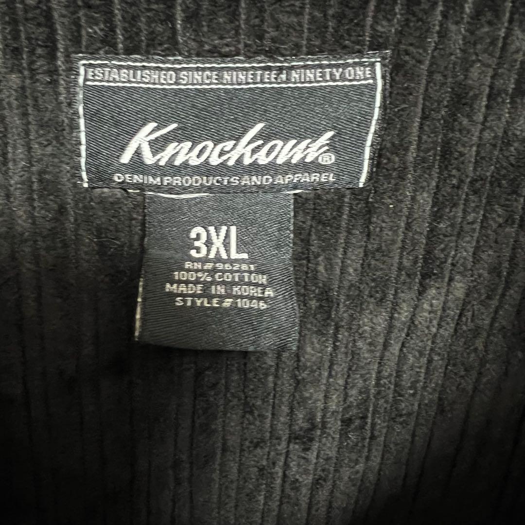 【超ビッグサイズ】ノックアウト✨️入手困難　コーデュロイ　カバーオール　黒　３ＸＬ