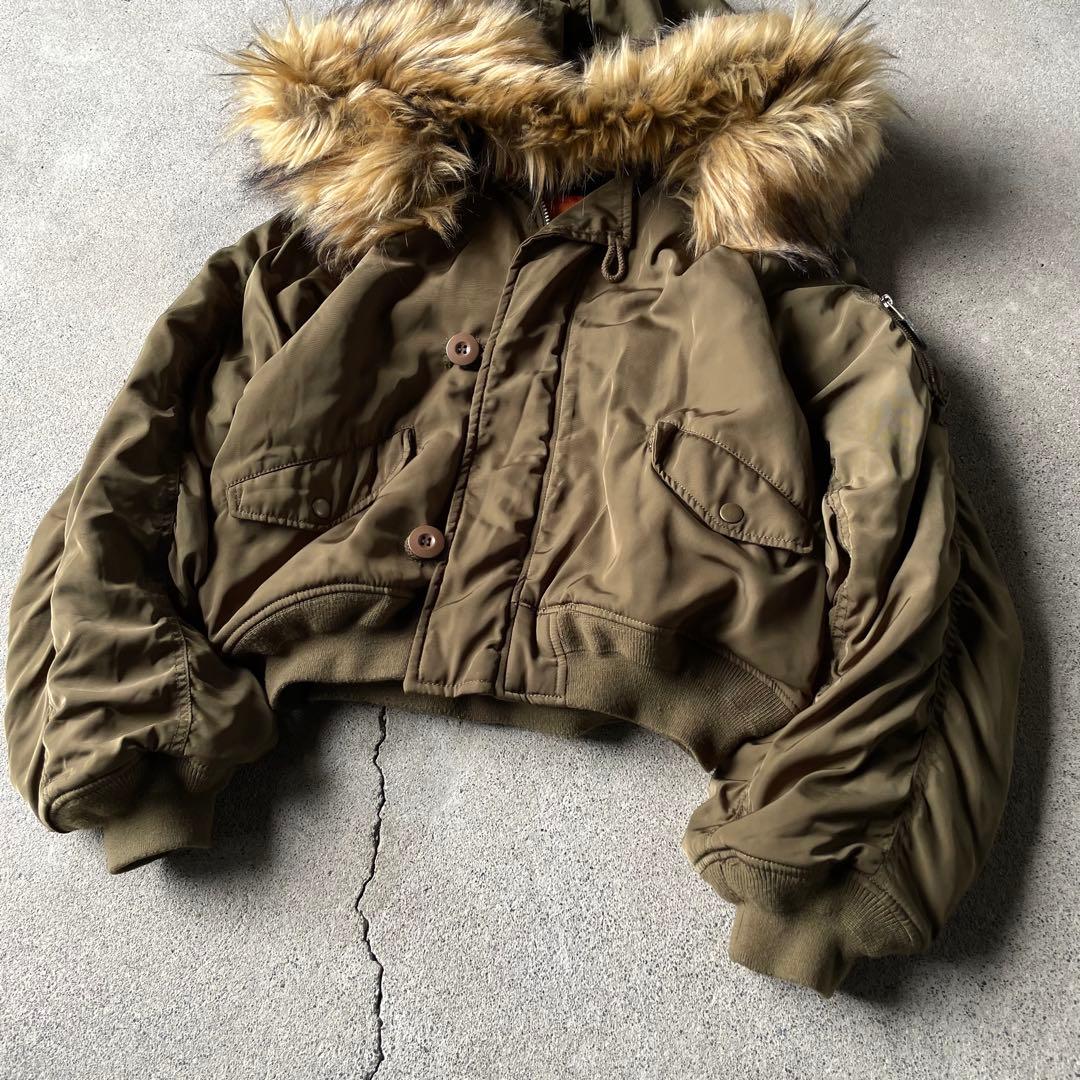 N2B flight bomber jacket N-2B khaki 短丈 M