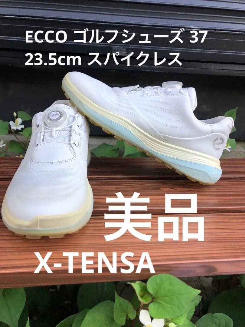 341番 美品 Ecco ゴルフシューズ 37 23.5cmスパイクレス