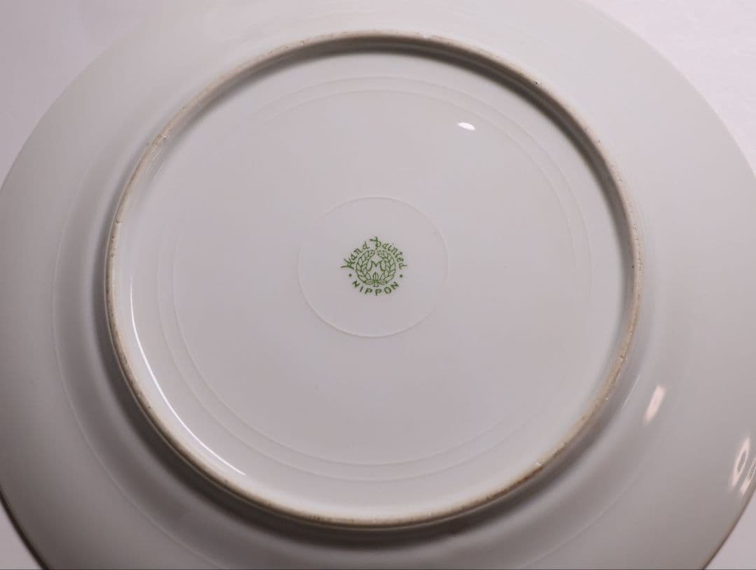 【CM298】オールドノリタケ 鹿 皿 プレート 金彩 盛上 緑 グリーン 明治