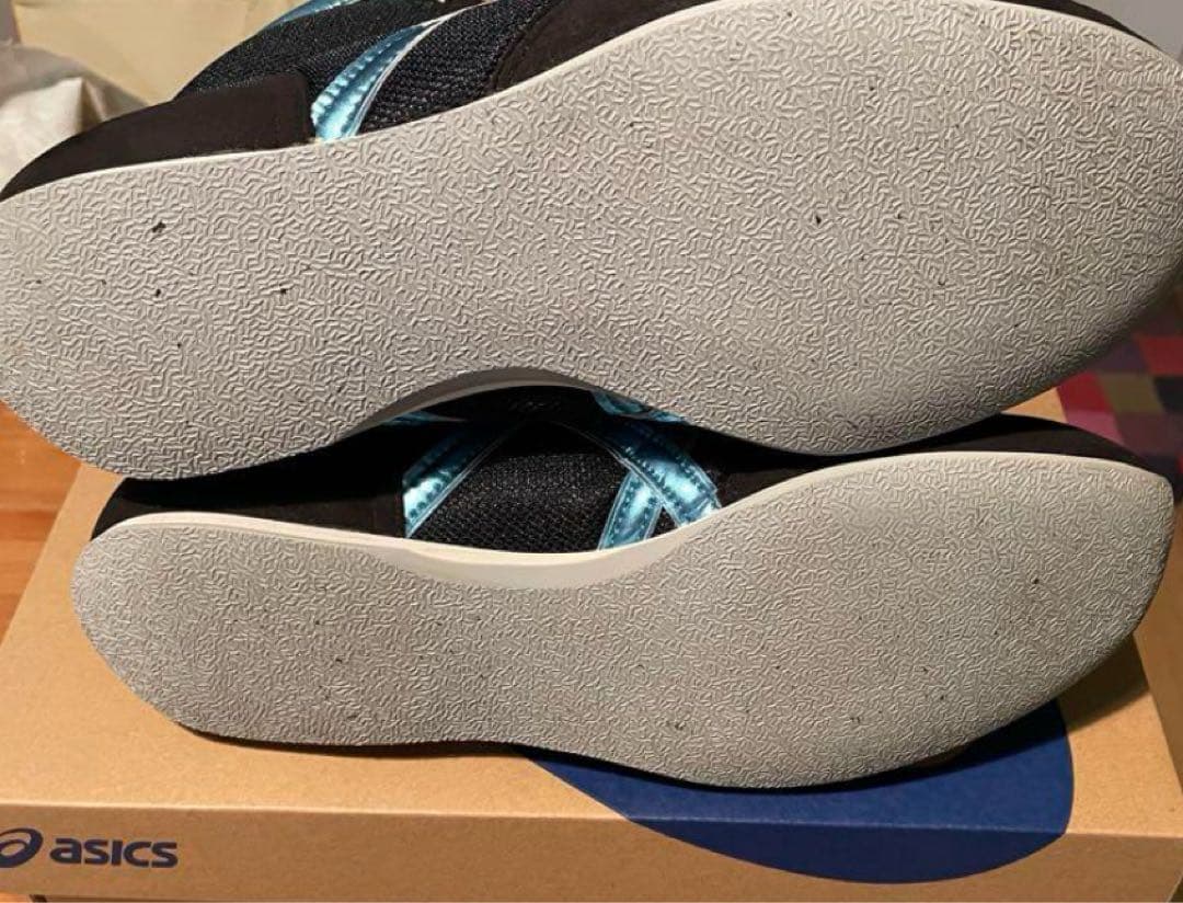 asics ボクシングシューズ 黒/水色