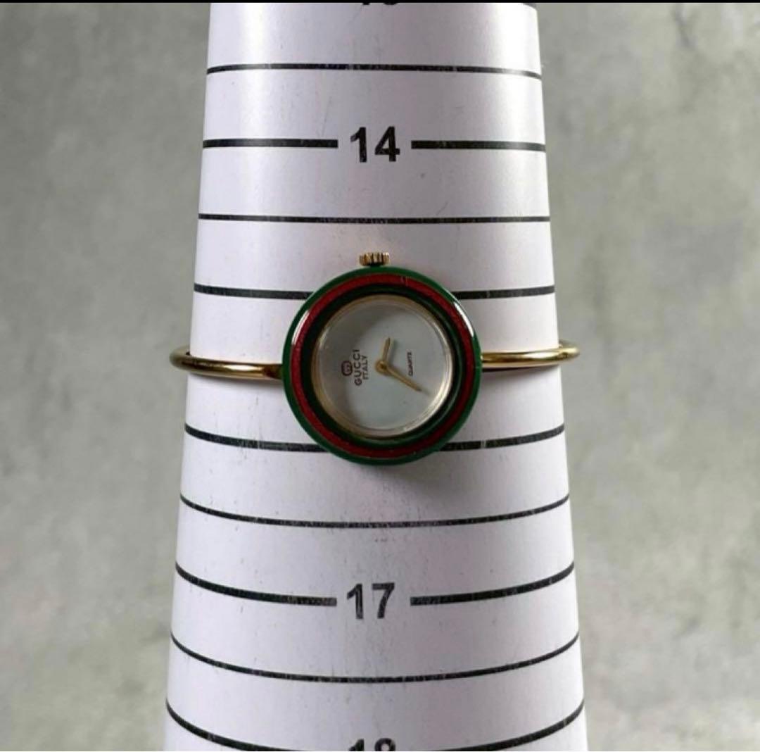 新品電池グッチ チェンジベゼル 金メタルブレスレット クォーツ腕時計 稼働品