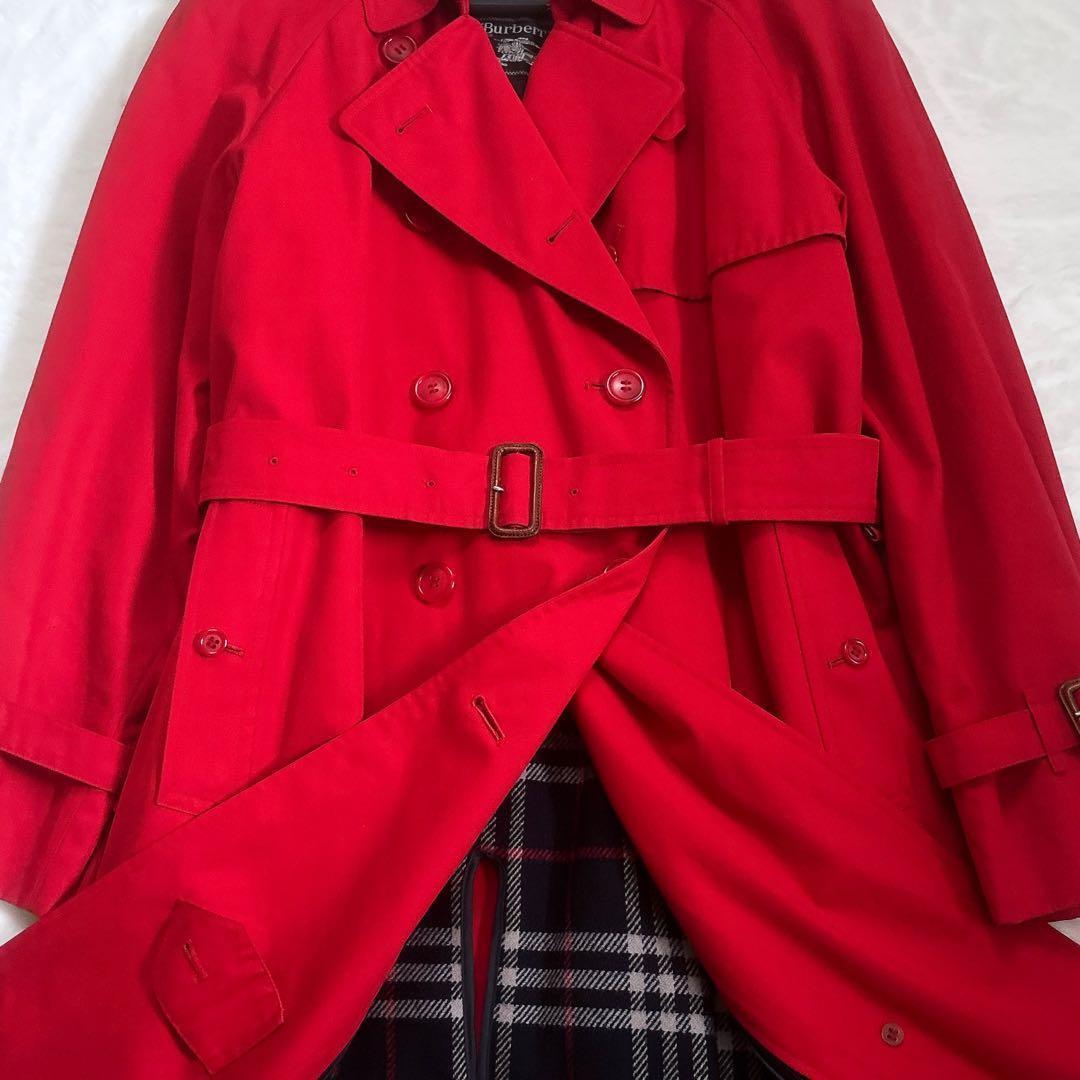 Burberrys マキシ丈 ダブルトレンチコート ウールライナー 赤 L 美品