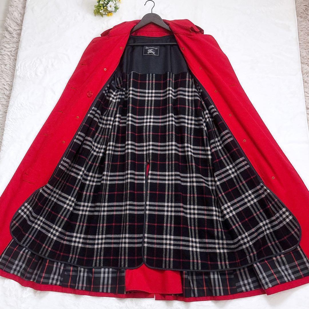 Burberrys マキシ丈 ダブルトレンチコート ウールライナー 赤 L 美品