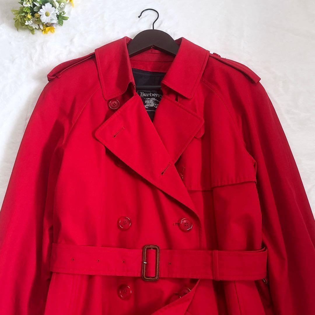 Burberrys マキシ丈 ダブルトレンチコート ウールライナー 赤 L 美品