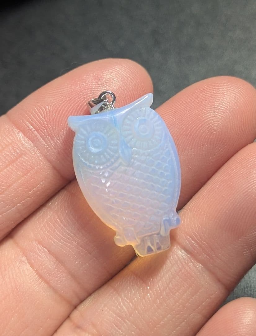 オーダー品確認用可愛いふくろう彫りペンダントトップ8個セット天然石