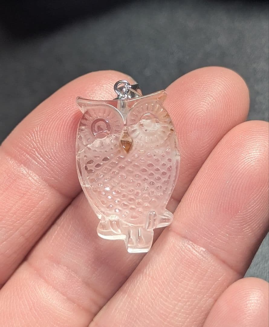オーダー品確認用可愛いふくろう彫りペンダントトップ8個セット天然石