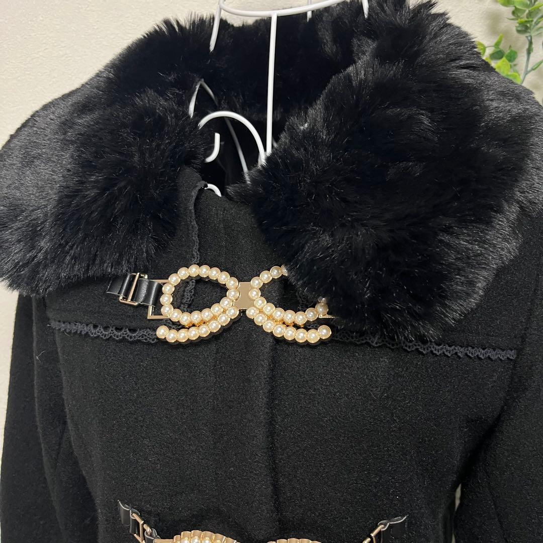 LIZ LISA リズリサ　パールリボンビット　コート ブラック ファー 黒