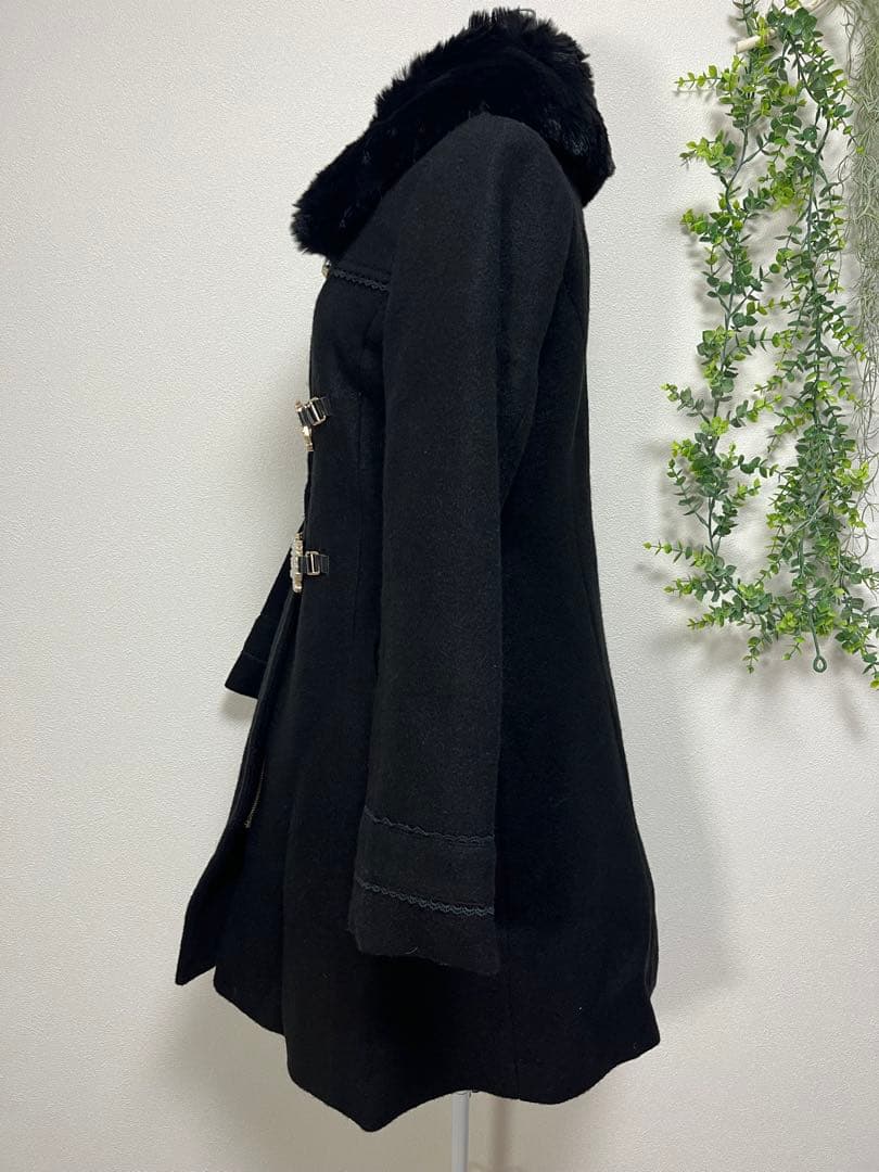 LIZ LISA リズリサ　パールリボンビット　コート ブラック ファー 黒