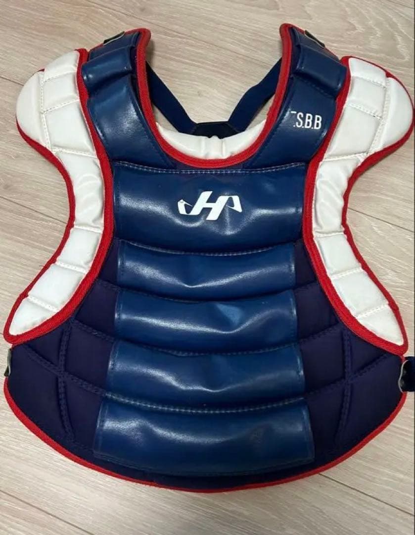 軟式一般用/キャッチャー防具　ネイビー/ホワイト/レッド