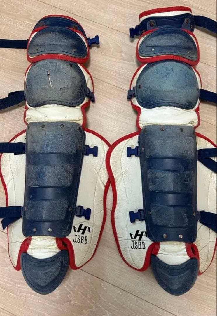 軟式一般用/キャッチャー防具　ネイビー/ホワイト/レッド