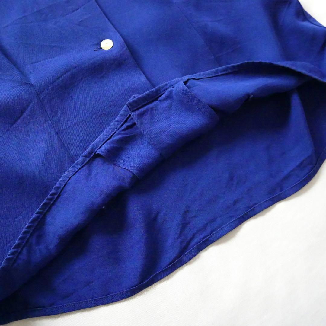 60s vintage ブルー　チェーンステッチ　レーヨン　ボーリングシャツ