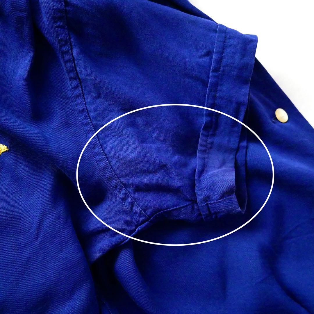 60s vintage ブルー　チェーンステッチ　レーヨン　ボーリングシャツ