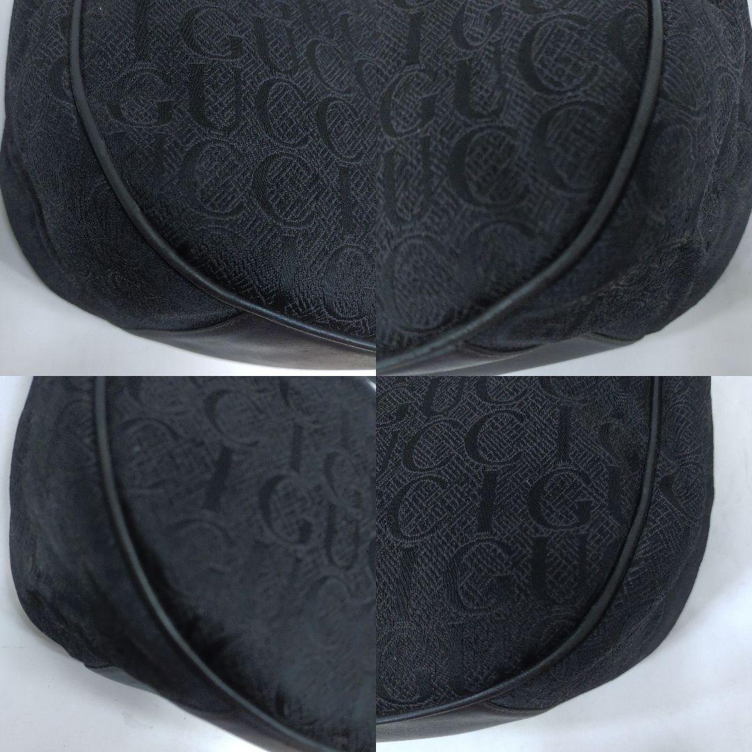 グッチ 三日月 ワンショルダーバッグ レザー×キャンバス 肩掛け GG柄 黒