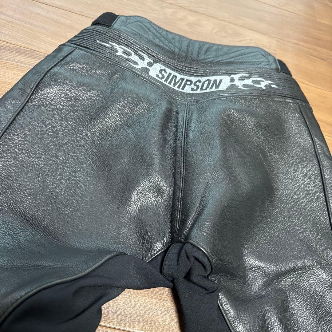 SIMPSOM レザー バイクパンツ 黒