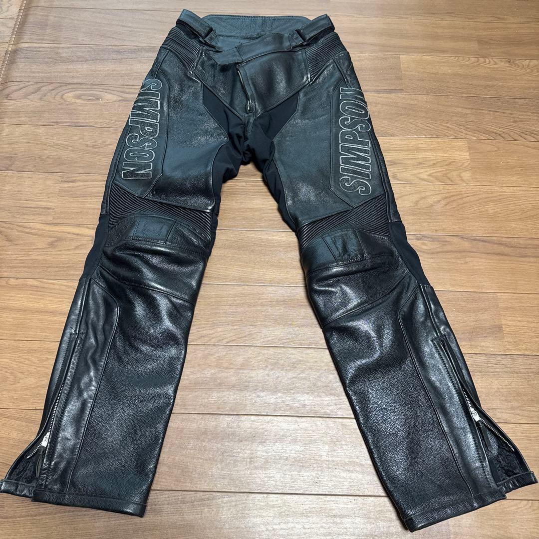 SIMPSOM レザー バイクパンツ 黒