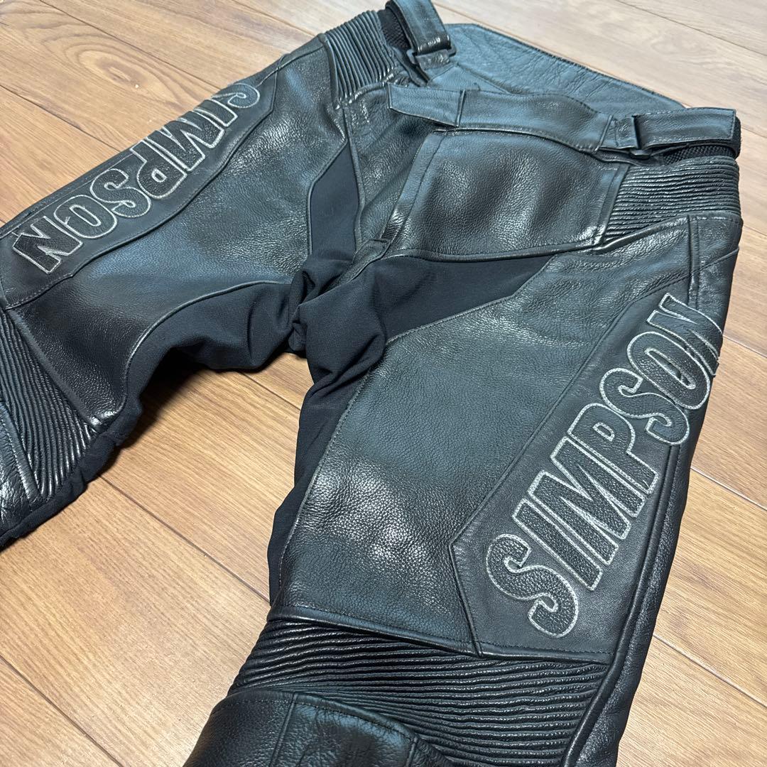 SIMPSOM レザー バイクパンツ 黒