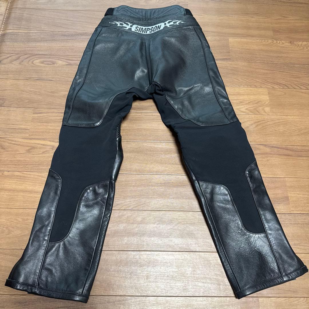 SIMPSOM レザー バイクパンツ 黒