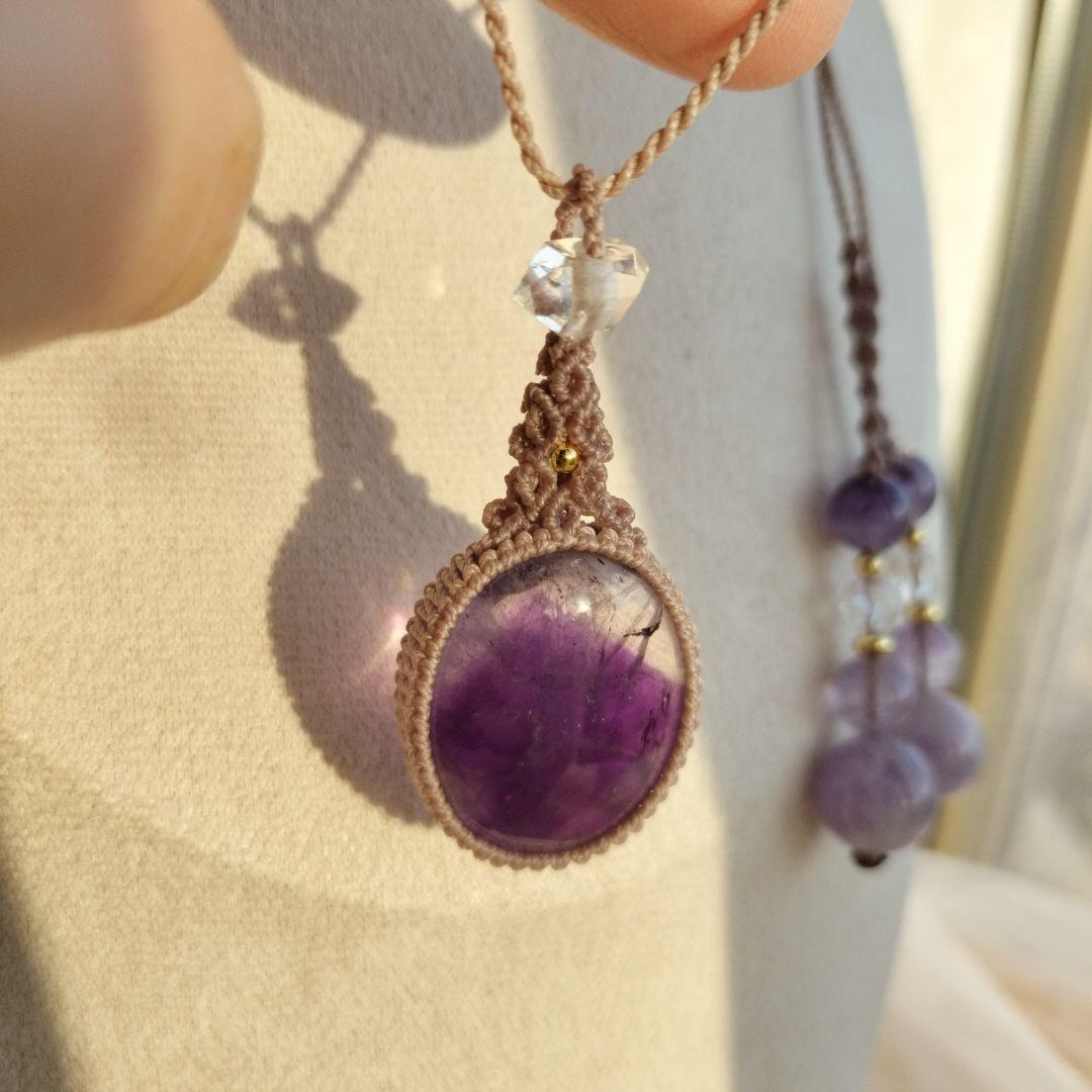 ファントムアメジスト　マクラメ編みネックレス他1点同梱