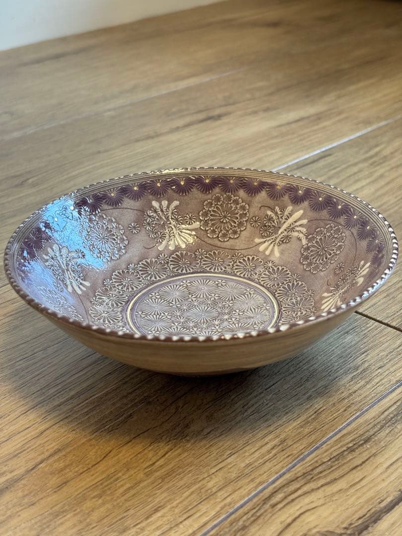 京焼 清水焼 森里陶楽 紫彩華紋 鉢2組 三島手 象嵌 刷毛目 櫛目 作家さん