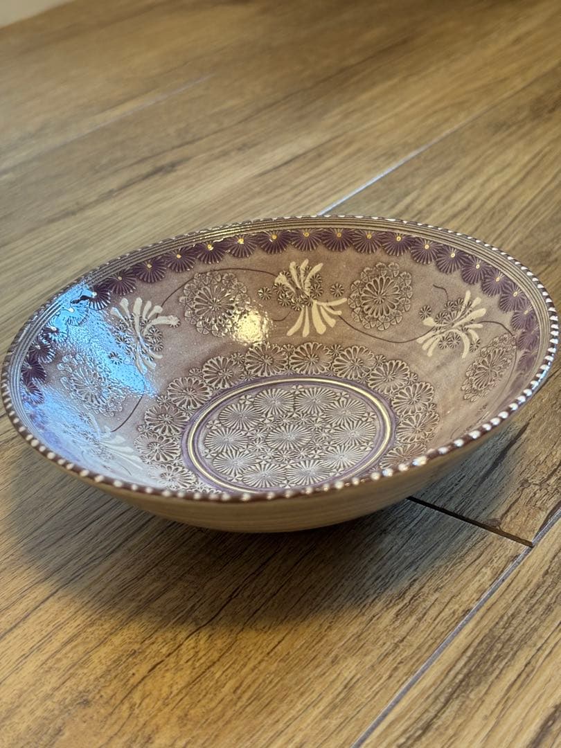 京焼 清水焼 森里陶楽 紫彩華紋 鉢2組 三島手 象嵌 刷毛目 櫛目 作家さん