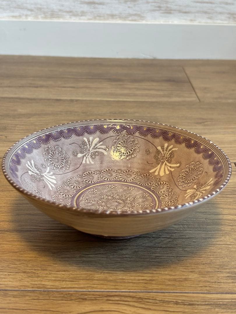 京焼 清水焼 森里陶楽 紫彩華紋 鉢2組 三島手 象嵌 刷毛目 櫛目 作家さん