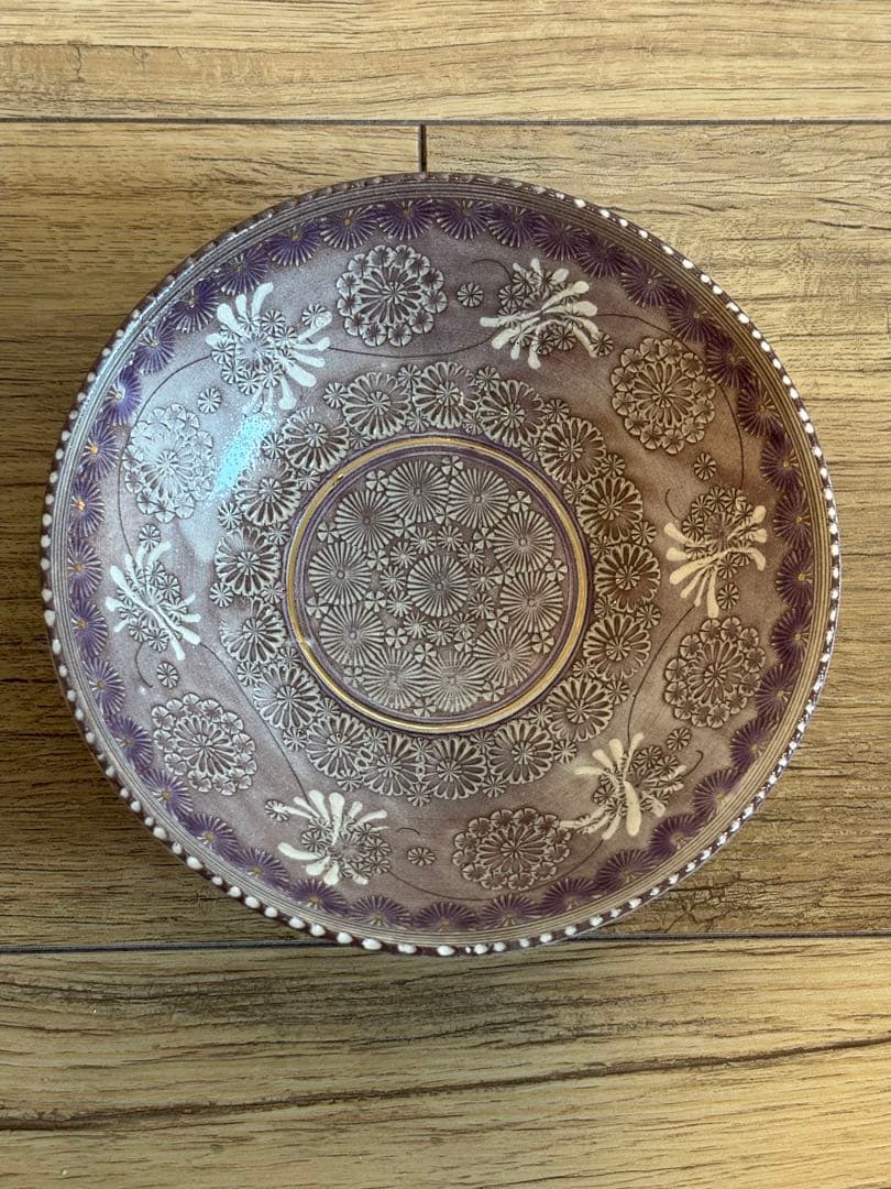 京焼 清水焼 森里陶楽 紫彩華紋 鉢2組 三島手 象嵌 刷毛目 櫛目 作家さん