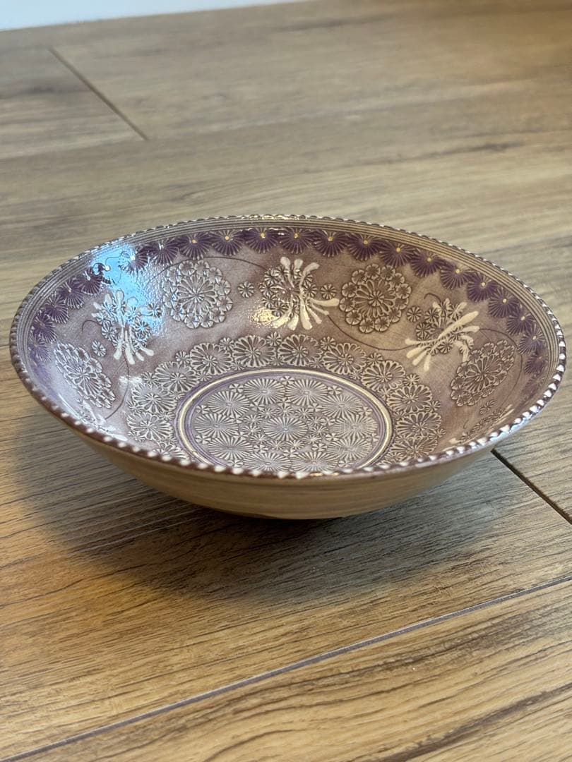 京焼 清水焼 森里陶楽 紫彩華紋 鉢2組 三島手 象嵌 刷毛目 櫛目 作家さん