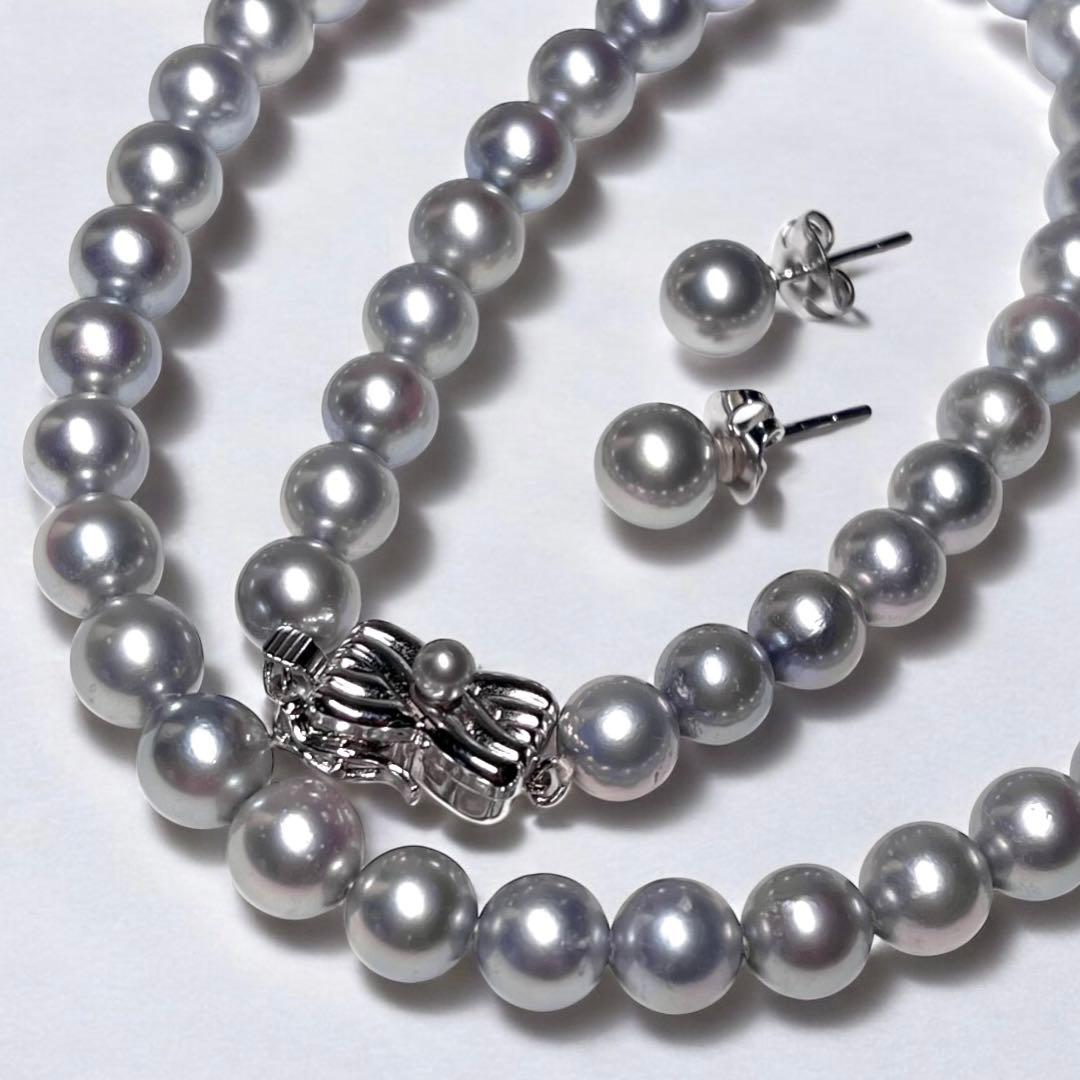 Imuzak】タサキ パール ネックレス 7mm WGk18ピアス セット