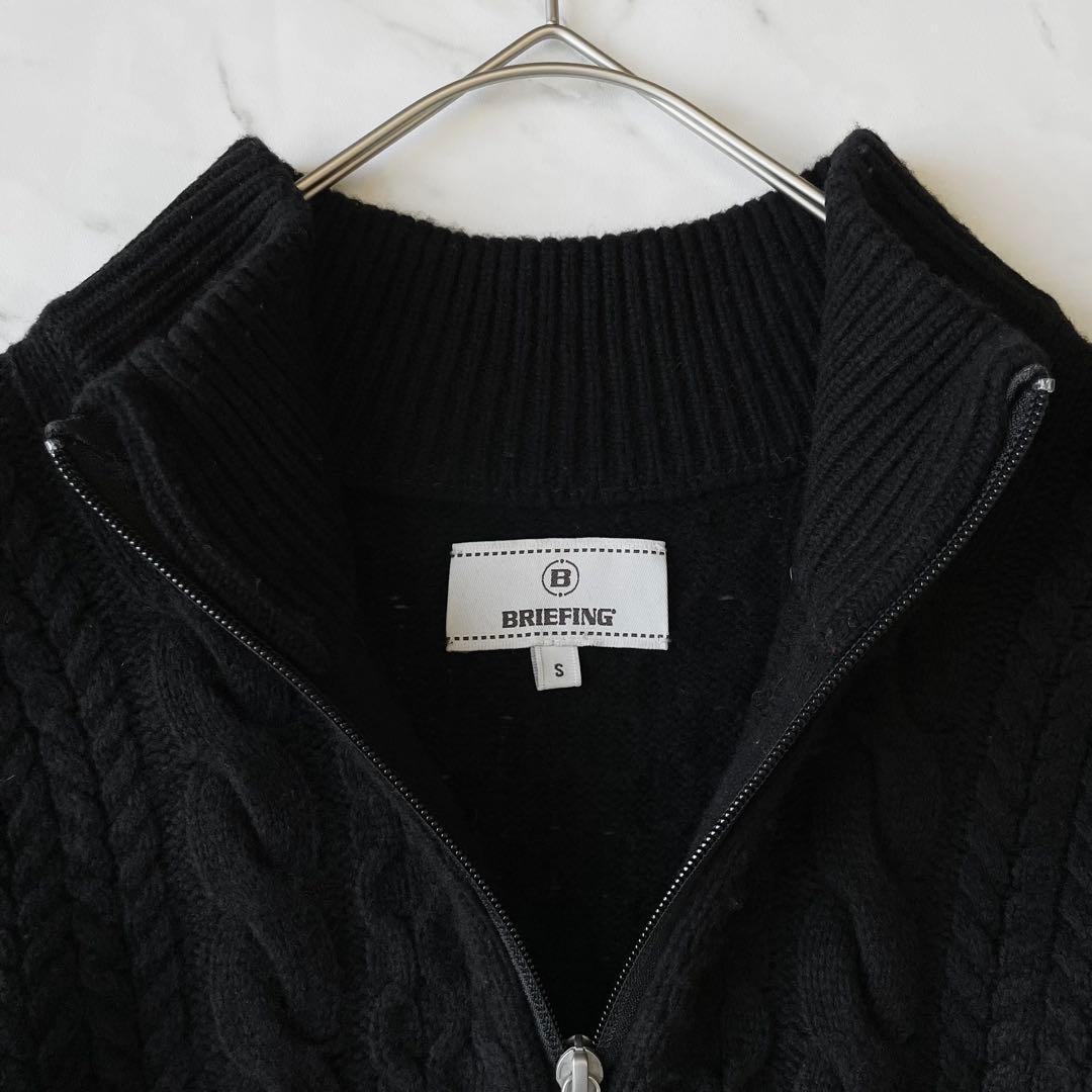 4364【美品】ブリーフィング　ケーブルニットワンピース ハーフジップ　黒　S