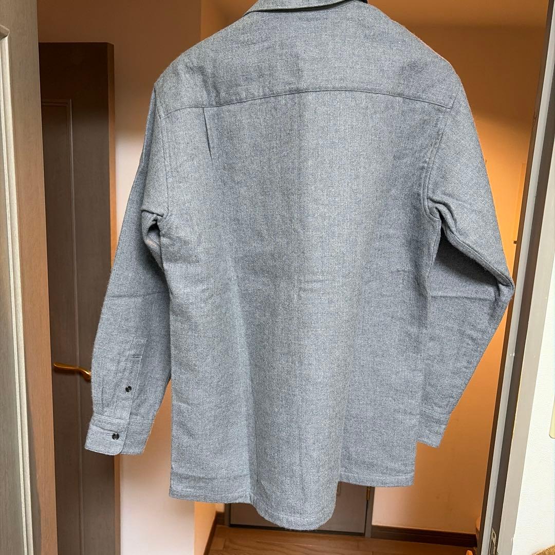 【ヒロ美品】Papas高級綿シャツジャケットMグレー裏チェック柄
