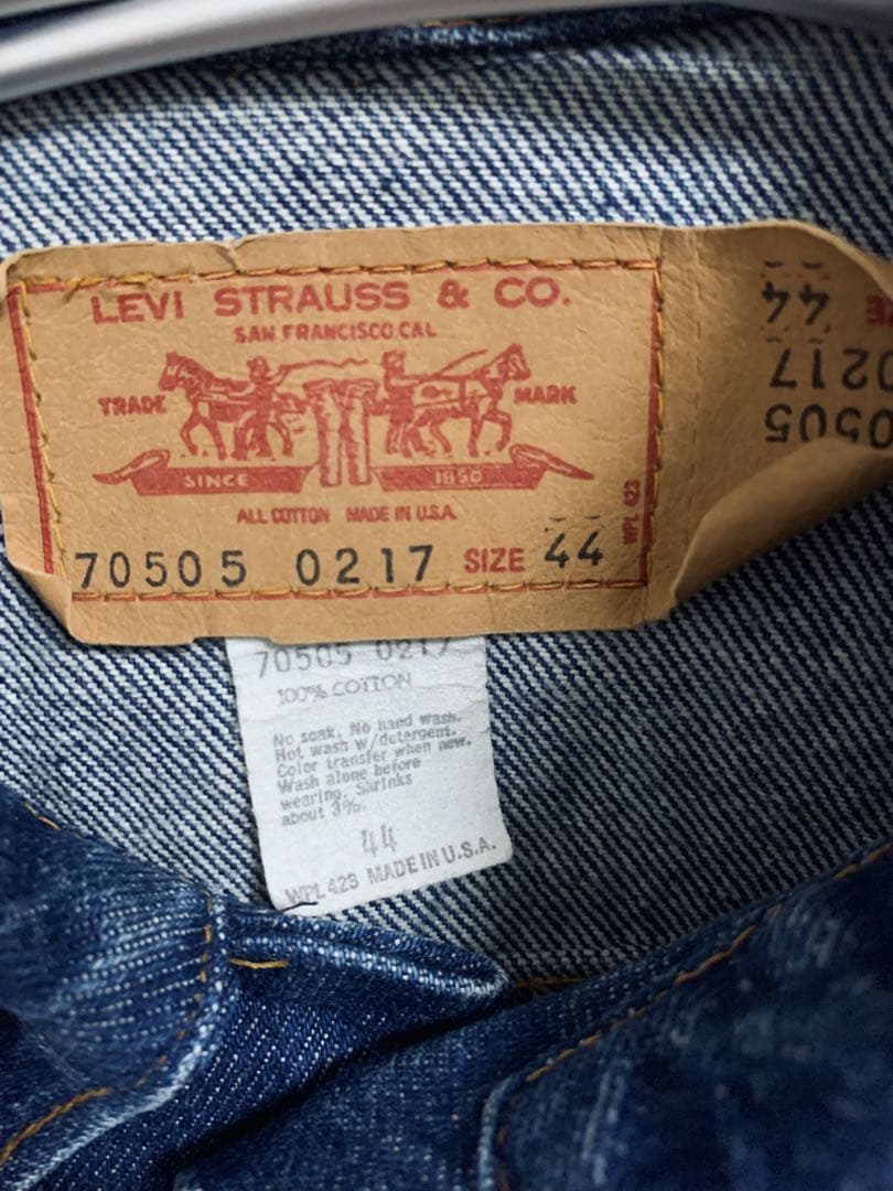 【レア】70'sリーバイス 70505 0217 均等V 44サイズ 真紺
