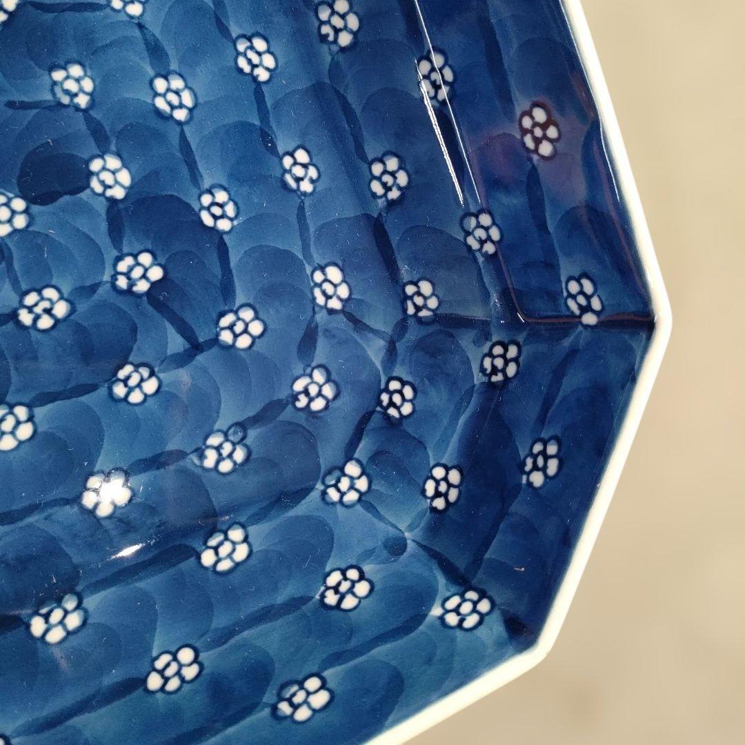 A1352-5/有田焼/源右衛門窯/染付梅地紋方皿2客/共箱/飾鉢/懐石道具/