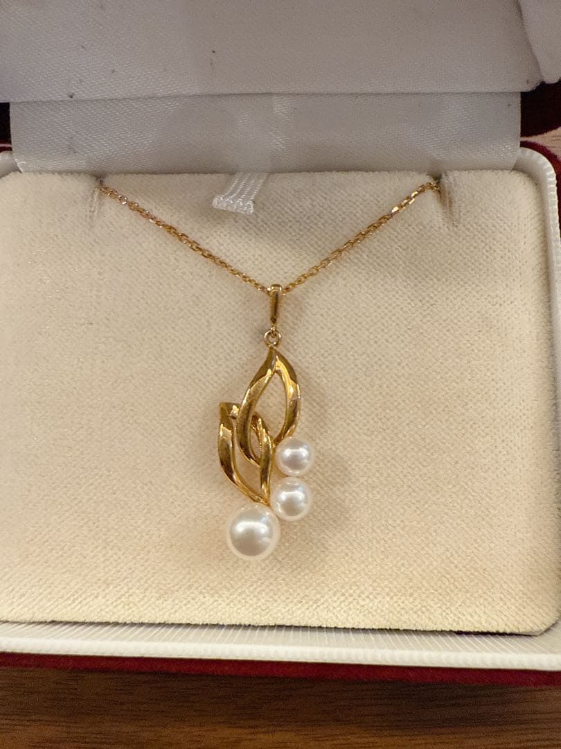 ミキモト K18YG アコヤ真珠 ペンダントネックレス 径約4.3-5.9mm