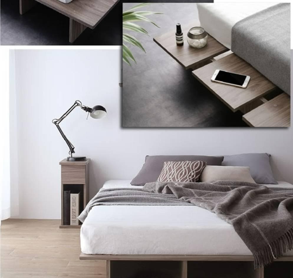 セミダブル ステージデザイン 天然木調ヘッドレス ライトグレー 5-22