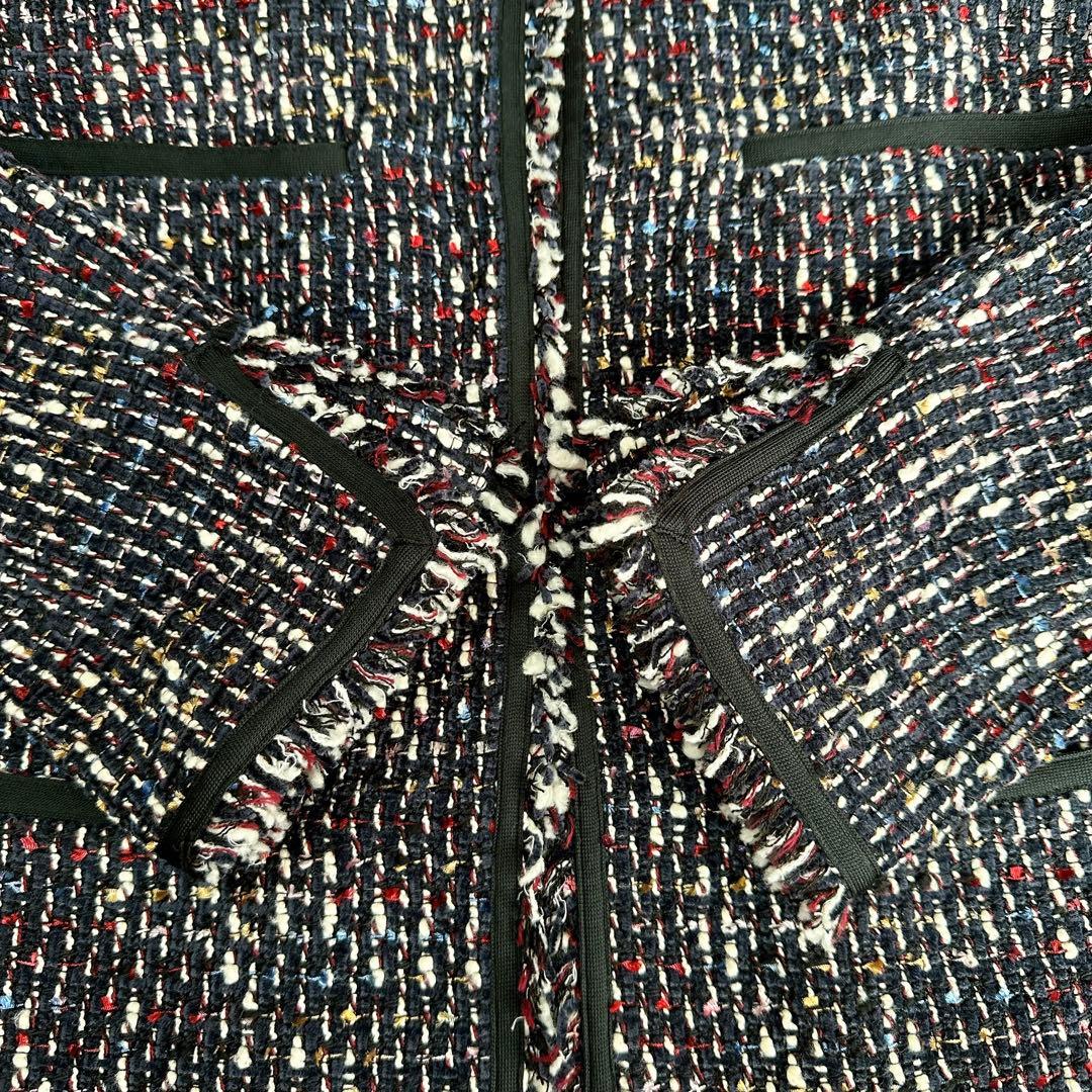 Theory セオリー ツイード ノーカラージャケット フリンジ M サイズ2