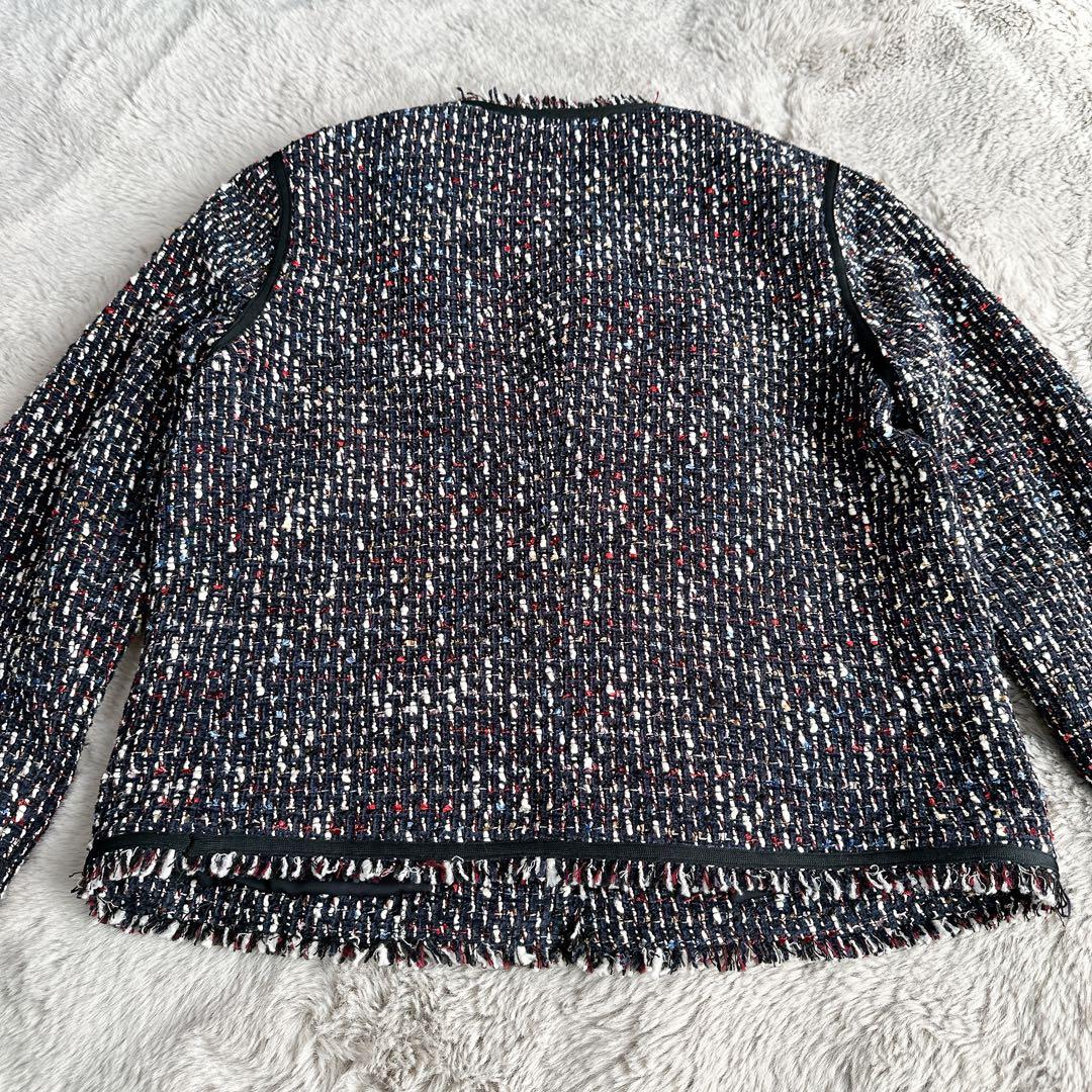 Theory セオリー ツイード ノーカラージャケット フリンジ M サイズ2